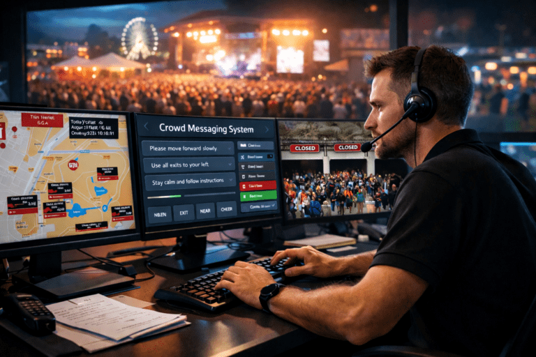 Crowd messaging operator Operator stuurt de crowd communication live aan vanuit de control room